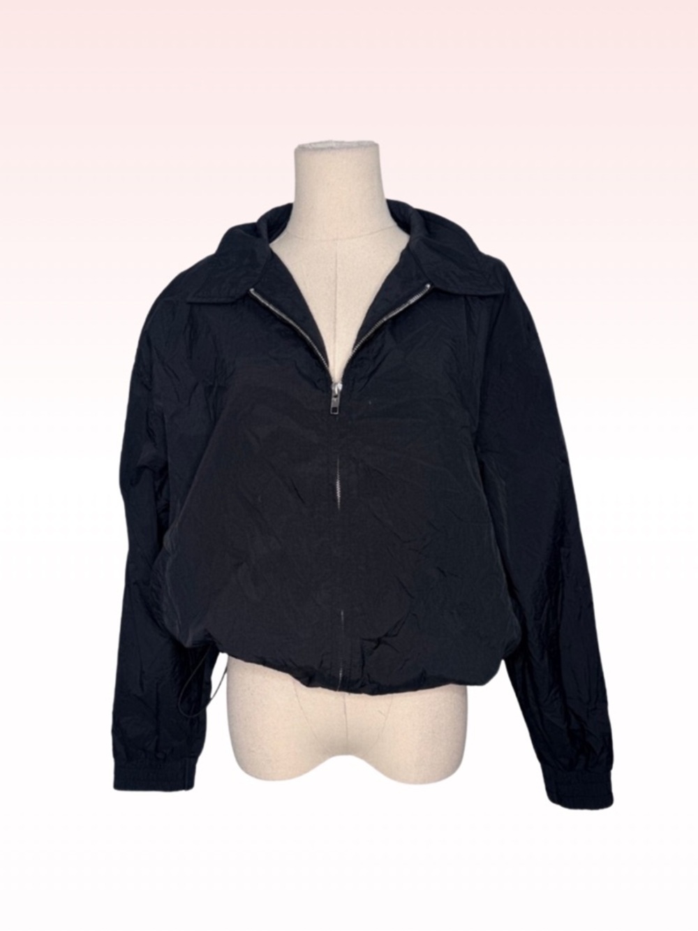 WHITE FOX Black Lightweight Windbreaker Nylon Jacket (Sz S/M)